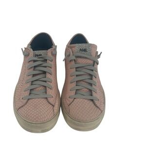 P448 Women's Pink Snakeskin Leather Sneakers Casual Trendy‎ Fashion Shoes